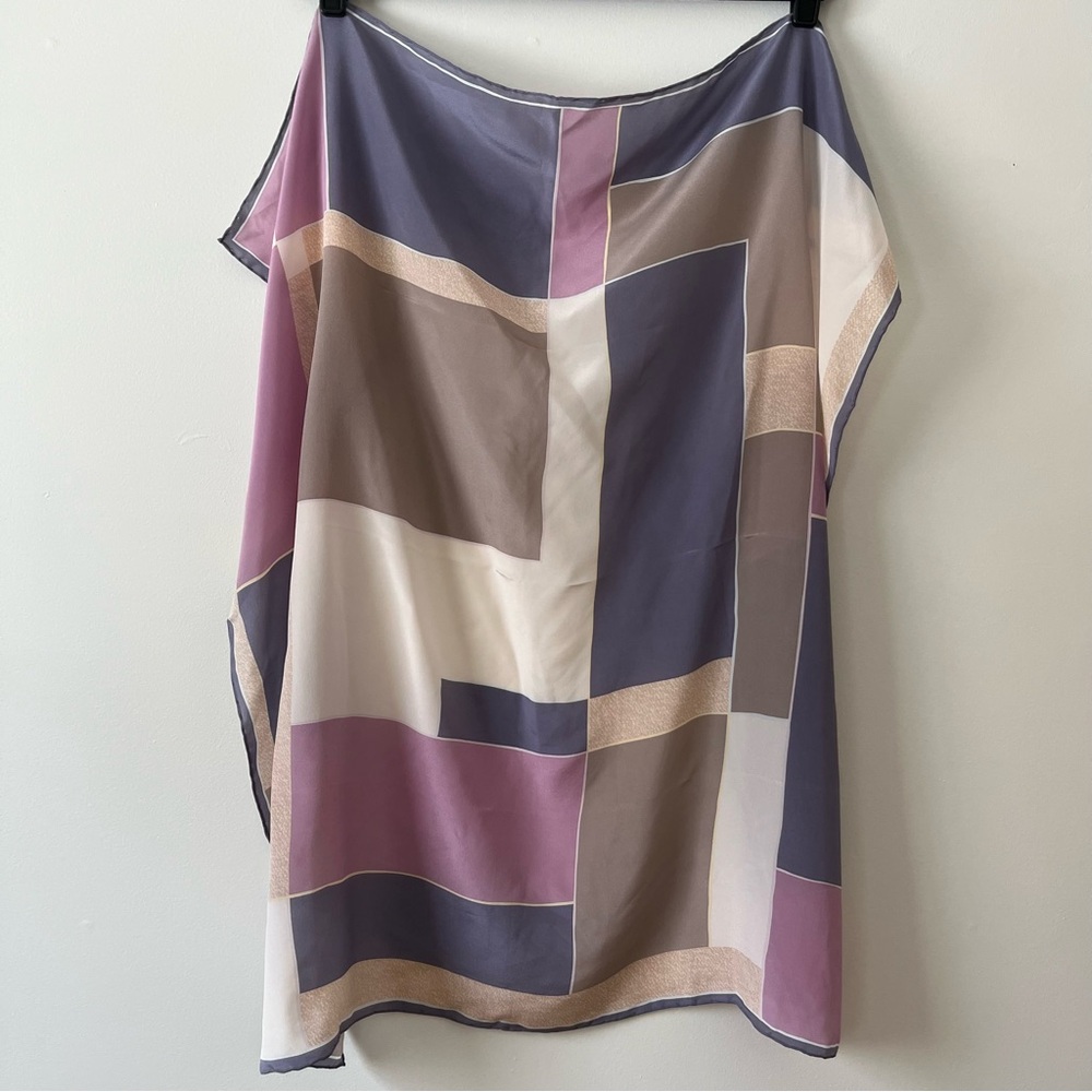 Marja Kurki Silk Scarf Square Color Block Single Stitch Hand Rolled Hem Nordic